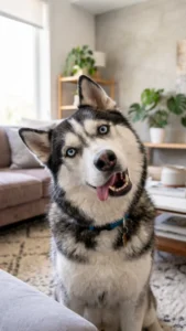 PaTiCeP mobil uygulama arayüzünde dikey formatta izlenen viral husky köpek videosu akışı